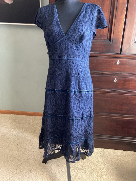 Foxiedox Dresses & Skirts - Anthropologie Foxiedox Dress Clarinda Tiered Lace Navy Sz XL orig $148 NWT A305